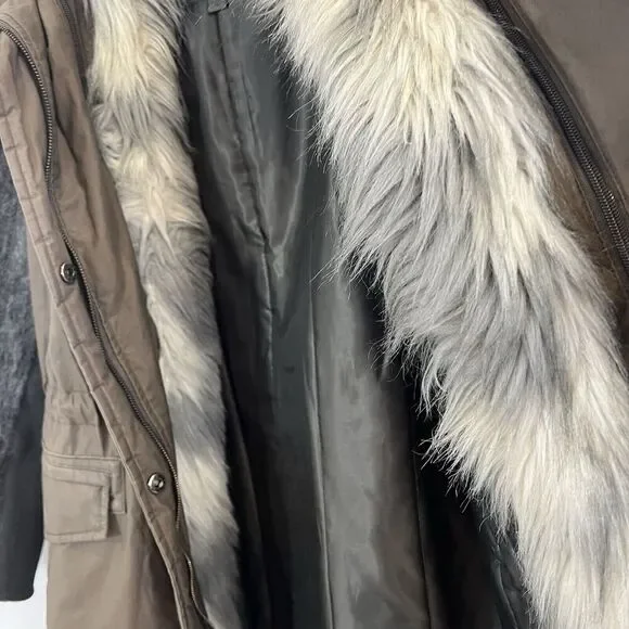 Vera Wang Womens Size Medium Brie Faux Fur Anorak Hooded Parka Winter Coat - Picture 4 of 6
